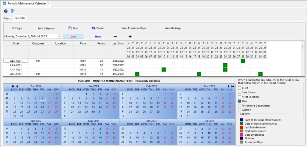 Maintenance Scheduling at Engeman®: 1st - Periodic - Time-Based Maintenance (TBM) engeman periodic calendar screen 1024x491 - Maintenance Scheduling at Engeman®: 1st - Periodic - Time-Based Maintenance (TBM)